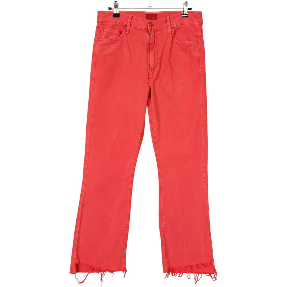MOTHER Red Insider Crop Step Fray Chalk It Up Distressed Denim Jeans ~SIZE 30